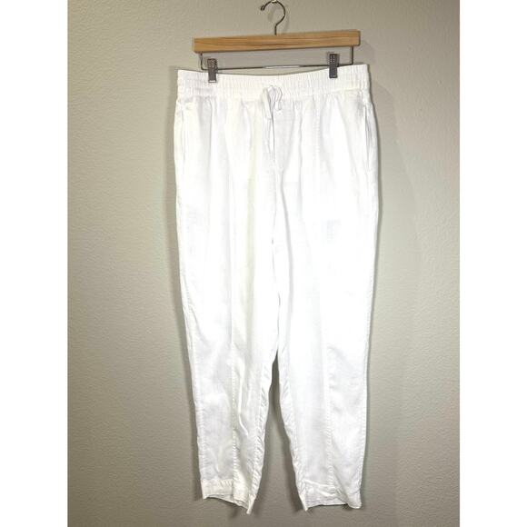 Athleta Retreat Linen High Rise Ankle Pants Size L Tall Size 14 - Picture 3 of 12